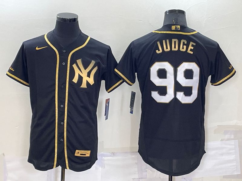 Men New York Yankees 99 Judge Black Gold Elite 2022 Nike MLB Jersey